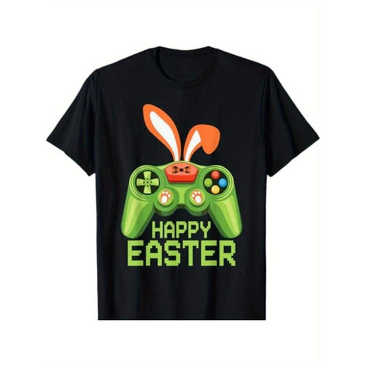 Video Game Easter Bunny Gaming Controller Gamer Mens Womens T-Shirt - Casual Crew Neck Cotton, Super Soft, Summer Breathable Tee - Easter St Patrick'S Day Valentine'S Day Gift for Men Women Couple and Friend made in usa