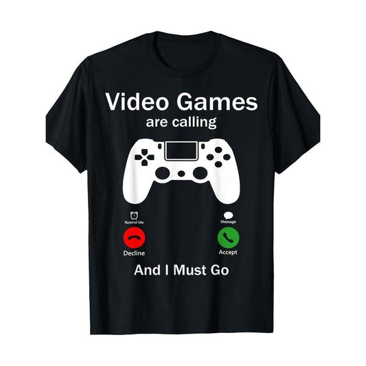 Video Games Are Calling And I Must Go Funny Console Gamer T-Shirt - 220g made in usa
