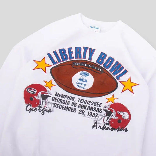 Vintage 1987 Liberty Bowl Georgia vs Arkansas Rare Crew Neck Sweatshirt