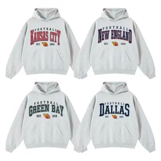 Vintage 90s All Team Football Hoodie, Sport Grey, Game Day Unisex Hoodie, Vintage Football Pullover, Classic Sports Fan Hoodie, Unisex Menswear