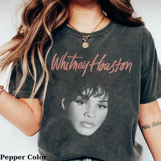 Vintage 90s Whitney Houston Graphic Tee - The Voice - I Will Always Love You - Music Shirt - Tribute to an Iconic R&B Pop Diva - Rest In Peace Whitney Houston