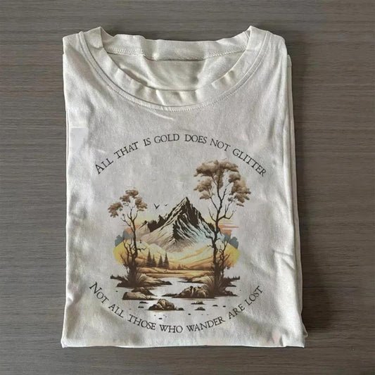 Vintage All That is Gold Does Not Glitter, Not All Those Who Wander Are Lost Graphic Tee - The Lord of The Rings Movie Shirt - LOTR - The Hobbits - Middle Earth - Tolkien - Fantasy Rings