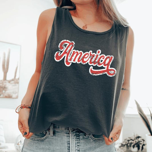 Vintage America, Fourth of July, America, Patriotic, USA Comfort Colors Tank Top, Women's Comfort Colors Tank Top