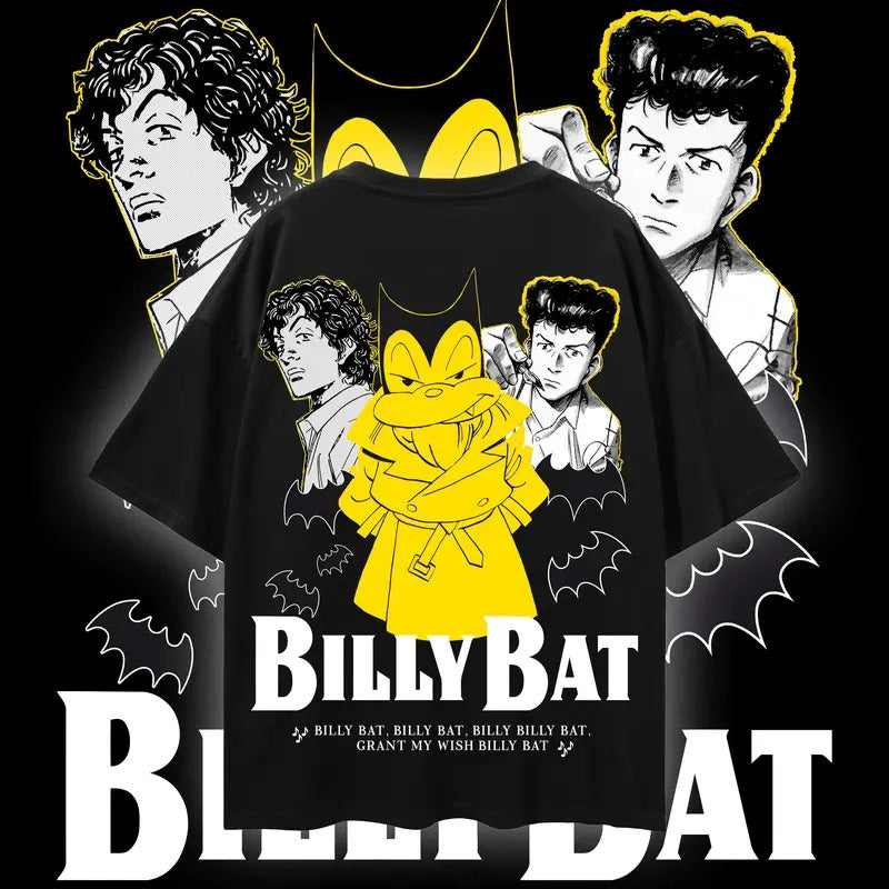 Vintage Billy Bat 2 Sides Graphic Tee, Urasawa Anime Manga Special Graphic T-shirt Gift For Anime Fan Cotton Menswear