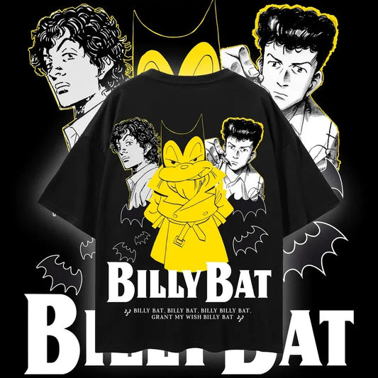 Vintage Billy Bat 2 Sides Graphic Tee, Urasawa Anime Manga Special Graphic T-shirt Gift For Anime Fan Cotton Menswear