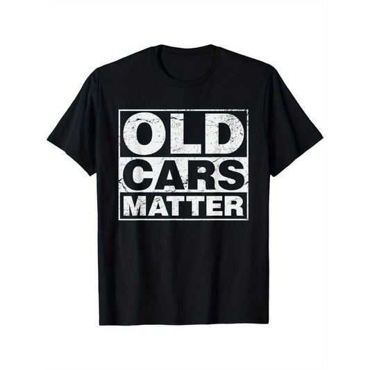 Vintage Car Enthusiast Cotton T-Shirt - Casual Round Neck, Machine Washable, All-Season Comfort Fit for Men Made in USA