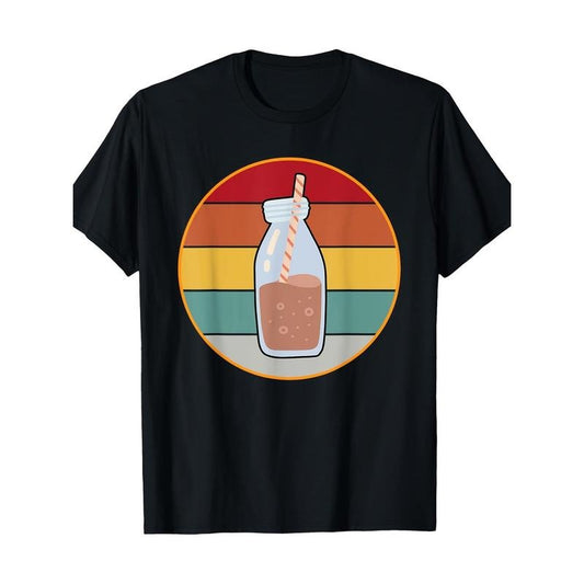 Vintage Chocolate Milk Bottle Graphic Tee - 100% Cotton, Short Sleeve, Crew Neck T-Shirt for Men - Casual & Comfortable Fit Made in USA