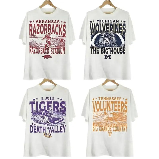 Vintage College All Teams NCAA T-shirt, Retro Classic Sport T-shirt, White Color, Gifts For Sport Sports Menswear Tee Sportswear For Men For Women Shirt