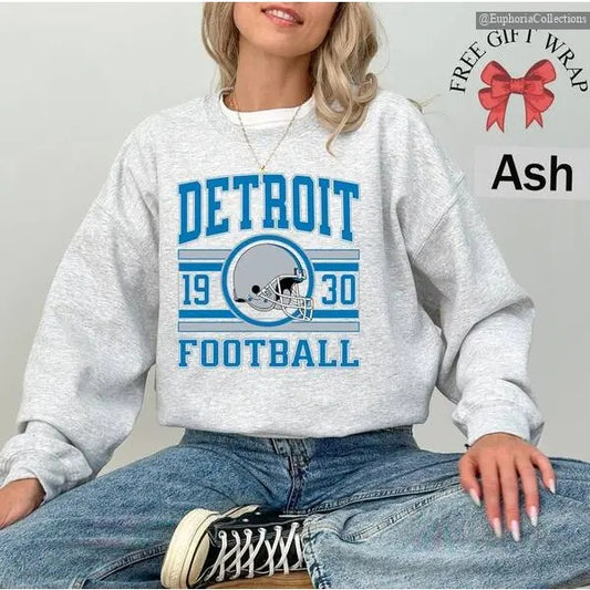 Vintage Detroit Football Sweatshirt T-Shirt, Sweater And Hoodie, Sports Gear Game Day Apparel, Detroit Football Crewneck , Global Trending Outfits