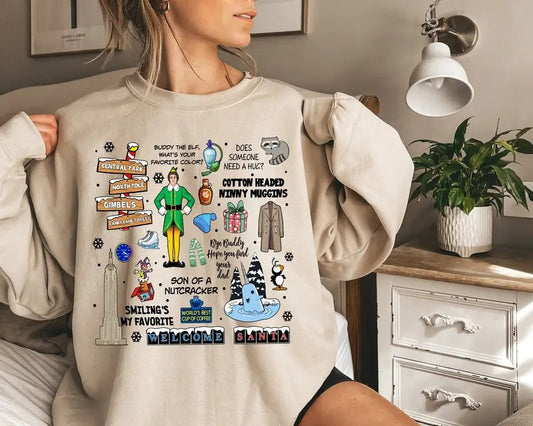Vintage Elf Christmas Movie Sweatshirt, Xmas Classic Movie 90s Tee, Elf Christmas Sweater,Christmas Elf Shirt,Christmas Movie Shirt,Xmas Tee Christmas Gift Idea 2024, Gift For Him, Gift For Her