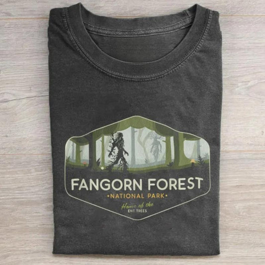 Vintage Fangorn Forest National Park Graphic Tee - The Lord of the Rings Movie Shirt - LOTR - The Hobbits - Middle Earth - Tolkien - Fantasy Rings Menswear Top