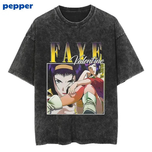 Vintage Faye Valentine Shirt, Anime Shirt, Anime Faye Valentine Shirt, Anime Faye Valentine Merch, Faye Valentine Merch, Gift For Fan, Anime Shirt Menswear Top Underwear Streetwear Tshirt Biker Tropical Crewneck