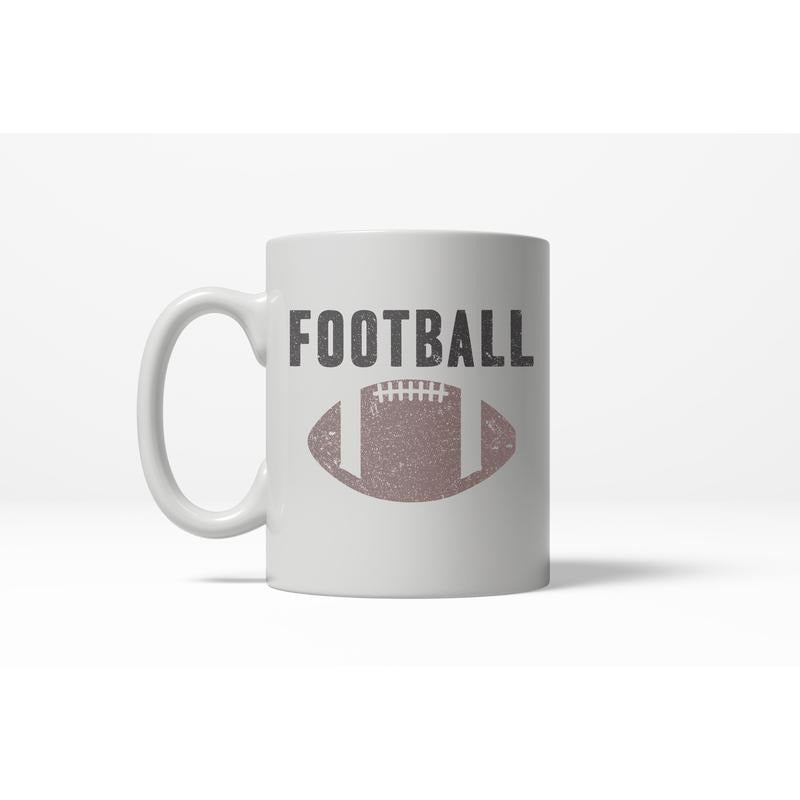 Vintage Football Text Sports Distressed Football Laces Sporty Ceramic Coffee Drinking Mug - 11oz Funny Coffee Mugs Ceramic Printed Drinkware Cup