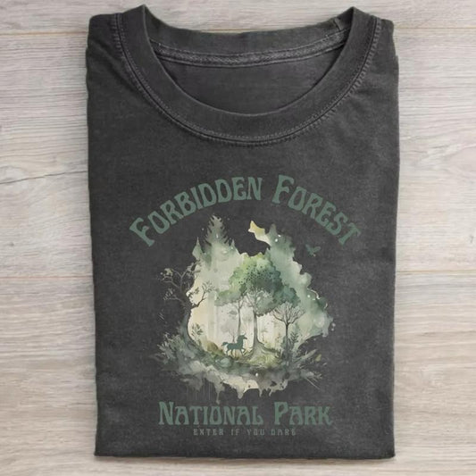 Vintage Forbidden Forest National Park Graphic Tee - The Lord of The Rings Movie Shirt - LOTR - The Hobbits - Middle Earth - Tolkien - Fantasy Rings Menswear Top