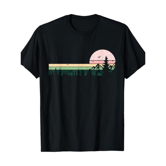 Vintage Forest Wildlife Graphic Tee for Men - 100% Cotton, Short Sleeve, Crew Neck T-Shirt - Perfect for Casual Outings Made in USA