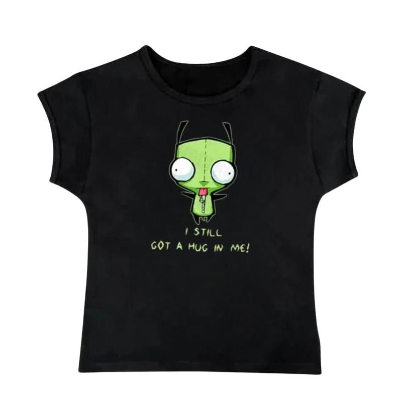 Vintage GIR Baby Tee, Summer Top 90s, Gothic Emo Girl Baby Tee, Y2k Top Women Streetwear, Grunge 2000s, Women Fitted T-Shirt, Casual Cotton Short Sleeve