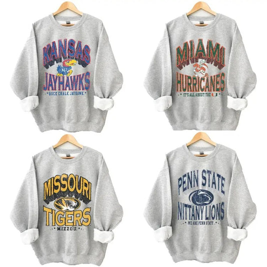 Vintage Game Day College All Teams NCAA Ash Grey Color Sweatshirt, Vintage Sweatshirt All Teams NCAA, Unisex Retro Tee For Men, For Women, Classic Sport Sweatshirt, Gifts For Sport, hp fan, Cotton Sweatshirt