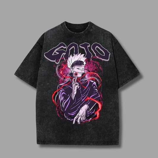 Vintage Gojo Heavy Washed Shirt, Anime Tee, JJK Shirt, Birthday Gift Cotton Menswear