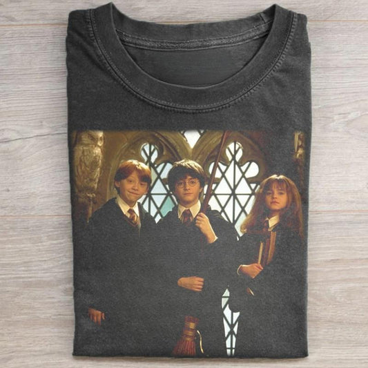 Vintage Harry Potter Friendship Graphic Tee - Ron Weasley Shirt - Hermione Granger Tee - Iconic Movie Scenes - Novel Shirt - Gift for Friends Womenswear Printed