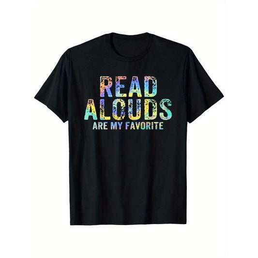 Vintage-Inspired 'Read Alouds Are My Favorite' Tie-Dye Tee - 100% Cotton,, Perfect Gift for Men & Women, Casual Round Neck Short Sleeve Shirt, Machine Washable - Black Made in USA
