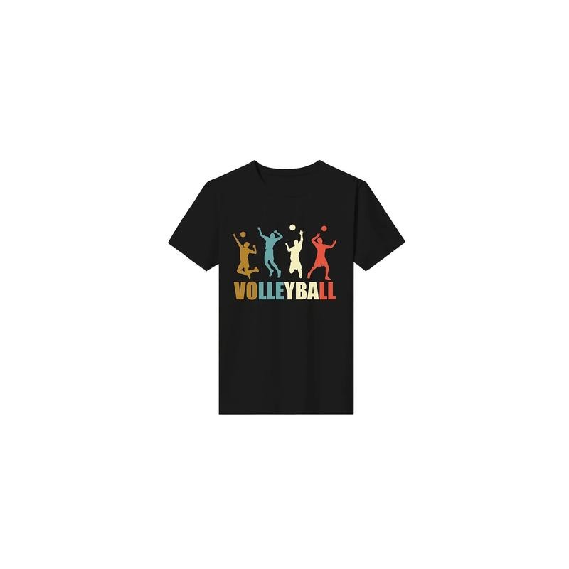 Vintage-Inspired Volleyball Graphic Tee for Men - 100% Cotton, Casual Round Neck Short Sleeve Shirt, Machine Washable made in usa