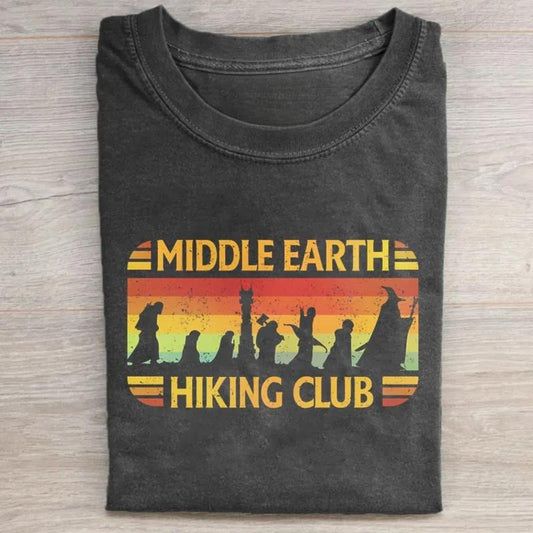 Vintage Middle Earth Hiking Club Graphic Tee - The Lord of the Rings Movie Shirt - JRRTolkien - Fantasy Ring Shirt for Men - Top, Menswear Tshirt Streetwear