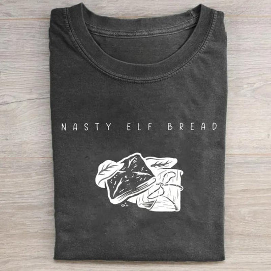Vintage Nasty Elf Bread Graphic Tee - The Lord of The Rings Movie Shirt - The Return of the King - Gollum - Smeagol Hates Nasty Elf Bread - Lembas Bread - Novel Book - Book Lover Menswear Top