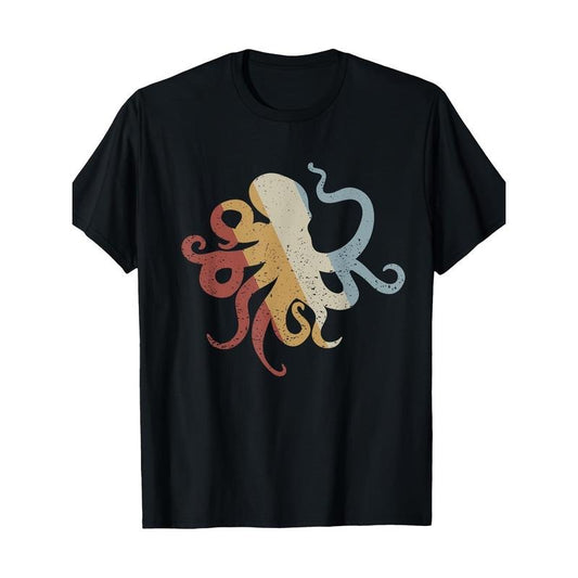 Vintage Octopus Graphic Men's T-Shirt - 100% Cotton, Short Sleeve, Crew Neck - Casual & Stylish for All Seasons Made in USA