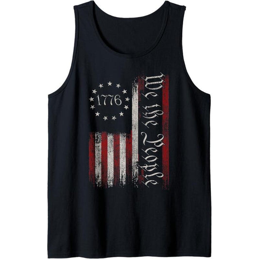 Vintage Old American Flag Patriotic 1776 We The People USA Tank Top made in USA