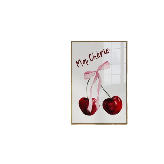 Vintage Pink Bow Poster, Ma Cherie Coquette Wall Art, Cherry Print, Trendy Wall Art, Coquette Room Decor For Apartments, Poster Prints No Frame, Gifts For Her Art Prints, Wall Hanging Decor, Wall Posters, Gifts For Birthday Landscape Ornaments