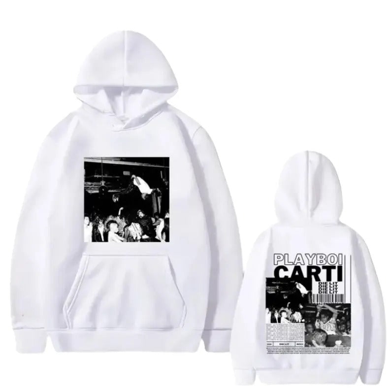 Vintage Playboi Carti Die Lit Hoodie, Hip-Hop Sweatshirt, Fleece Pullover Hoodie, Music Lover Apparel, Streetwear Hoodie, Menswear Womenswear Top