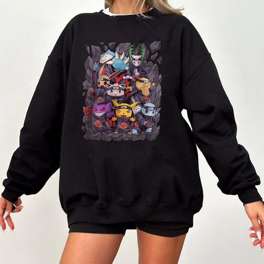 Vintage Pokemon x Akatsuki Naturo  T-Shirt Sweatshirt Hoodie, Japanese Anime Shirt, Pokemon Shirt, Eevee Shirt, Anime Pokemon Sweatshirt, Anime Sweater