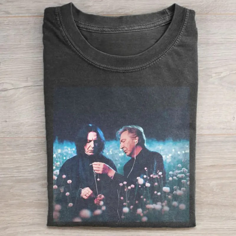 Vintage Severus Snape and Alan Rickman Enjoying Music Graphic Tee - Harry Potter Movie Tshirt - Harry Potter Wizards - Funny Shirt - Halloween Shirt - Movie Lover Shirts