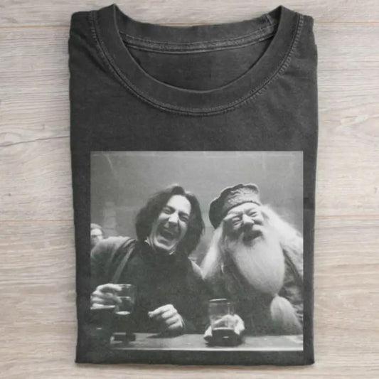 Vintage Severus Snape and Albus Dumbledore Laughing Graphic Tee - Harry Potter Movie Tshirt - Funny Shirt - Menswear, Top Crewneck Hoodie
