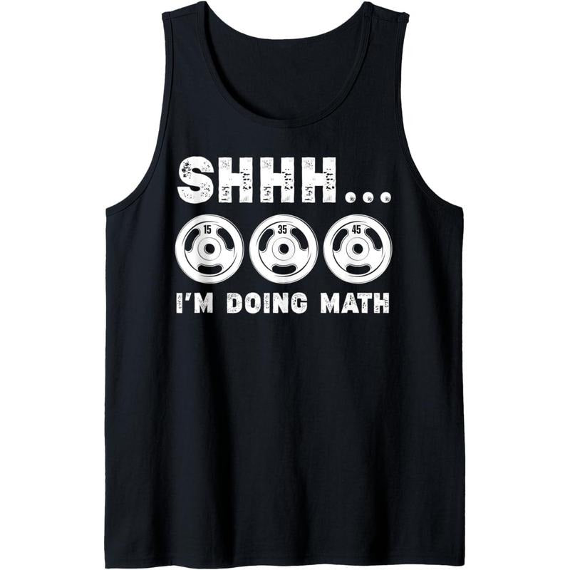 Vintage Shhh I'm Doing Math Gym Squat Lover Funny Lifting Tank Top MADE IN USA