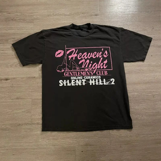 Vintage Silent Hill 2 Online Ceramics Unisex Large Black T Shirt Halloween - graphic tshirt - game unisex tee Menswear Top