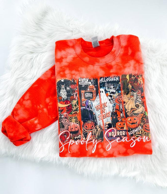 Vintage Spooky Season Halloween Bleached Graphic Sweatshirt or Hoodie Unisex  Womenswear Crewneck Casual Tshirt Top
