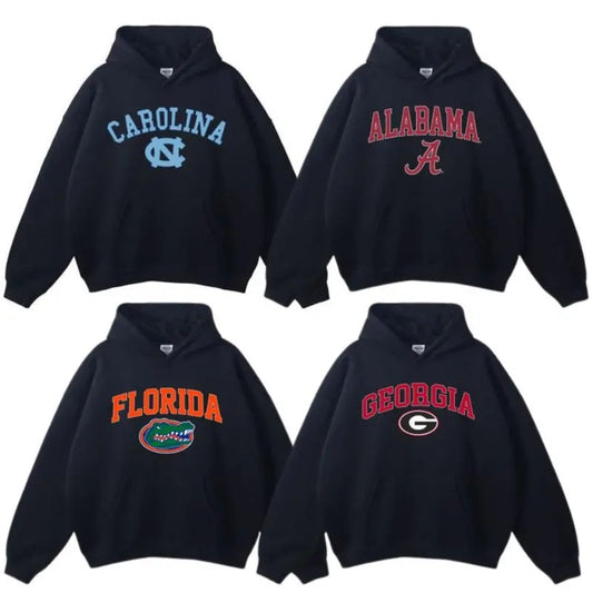 Vintage Sport Teams NCAA Collection Unisex Crewneck Black Hoodie, Graphic Team Collection Hoodie, Gift For NCAA Fan Sport Print Hoodie