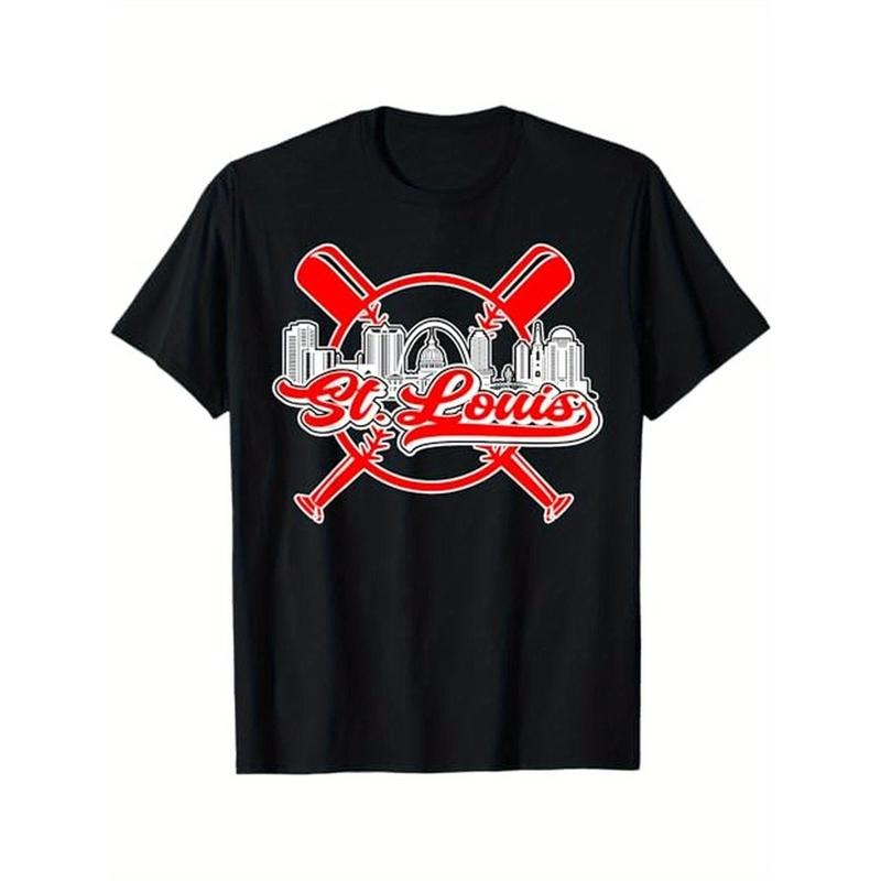 Vintage St. Louis Baseball T-Shirt, 100% Cotton, Gifts for Men Dad Husband Grandpa, S-XXXL, Black made in usa