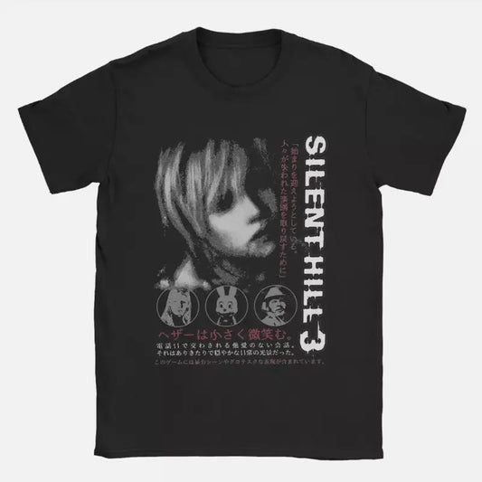 Vintage T-Shirt Silent Hill 3 Leisure Pure Cotton Tee Shirt Short Sleeve T Shirt Halloween - graphic tshirt - game unisex tee Menswear Top