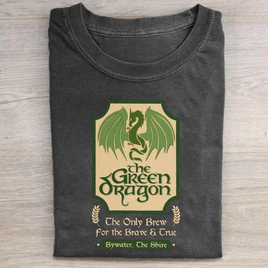 Vintage The Green Dragon Graphic Tee - Lord of The Rings Movie Shirt - LOTR - The Shire - Middle Earth - JRR Tolkien - Fantasy Ring Menswear Top