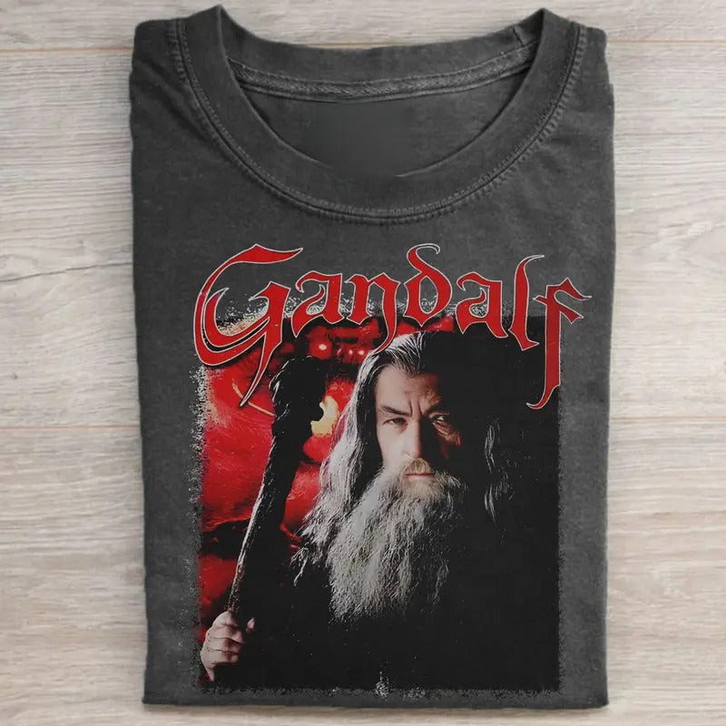 Vintage The Lord of The Rings Gandalf vs Balrog Movie Shirt - Middle Earth Hobbits LOTR Men's Top - Menswear Hoodie Wetsuit