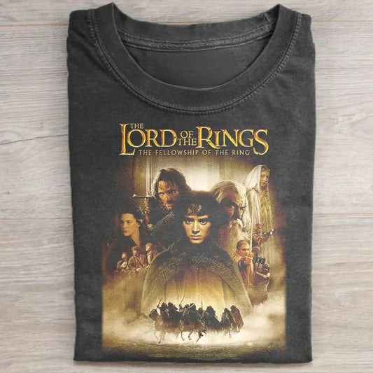 Vintage The Lord of The Rings Graphic Tee - The Fellowship of the Ring - Movies Shirt - One Ring - Mount Doom - Frodo Baggins - Aragorn - Gandalf Menswear Top