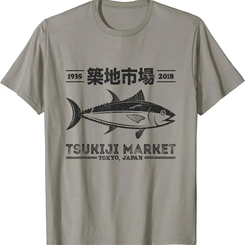 Vintage Tsukiji Fish Market Tuna Streetwear Tokyo Anime TShirt