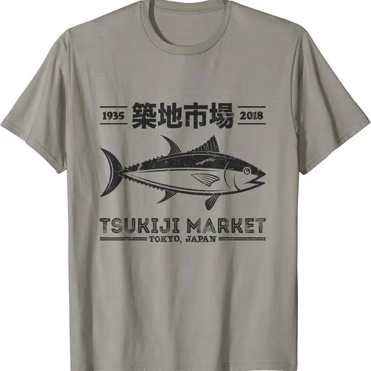 Vintage Tsukiji Fish Market Tuna Streetwear Tokyo Anime TShirt