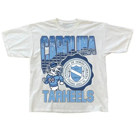 Vintage UNC Tar Heels Mascot T Shirt NCAA Final Four Love Sport T-shirt Cotton