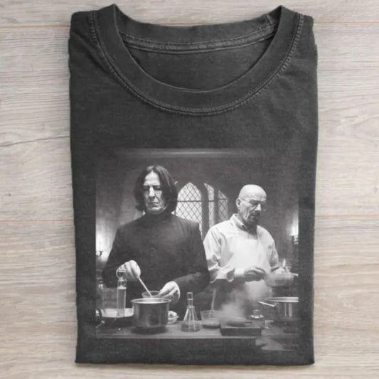 Vintage Walter White and Severus Snape Cooking Graphic Tee, Breaking Bad Movie Shirt, Harry Potter Movie Shirt, Funny Graphic Tee, Movie Parody Tshirt, Movie Lovers Shirt Menswear Top