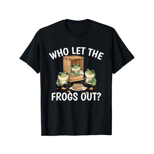 Vintage Who Let The Frogs Out? Outfit For Kawaii Frog Lovers T-Shirt Comfortable leisure sports Halloween Christmas gift made in usa