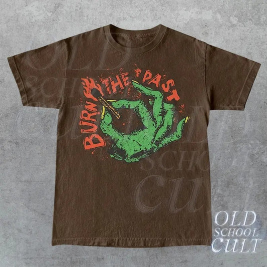 Vintage Y2k Burn Graphic Shirt, Retro 90s Past Oversize Shirt, Trendy Oversize Tee, 2000s Cute Shirt Gift, Flame Shirt, Fire Tee, Cool Gift