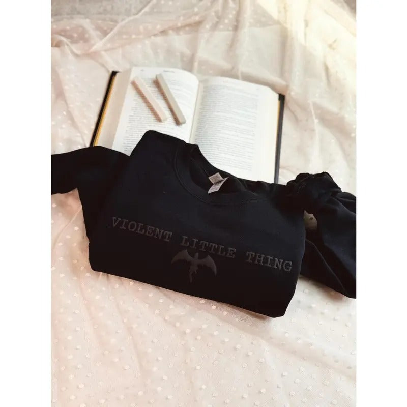 Violent Little Thing, Book Lover Gift, Embossed Crewneck, Puff Print, Embossed Sweatshirt, Foam Vinyl, Book Club Gift, Fourth Wing Merch